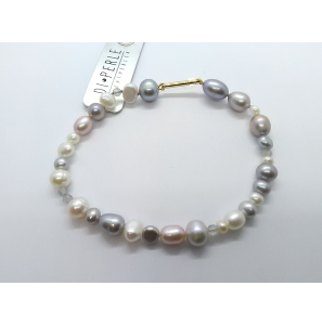 Di-Pelrle Zoetwater parel armband met labradot zilver geel verguld slot 19 cm - 3223068