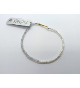 Di-Pelrle Zoetwater parel armband met labradot zilver geel verguld slot 18.5 cm - 3223069