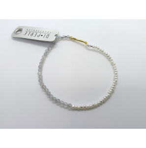 Di-Pelrle Zoetwater parel armband met labradot zilver geel verguld slot 18.5 cm - 3223069