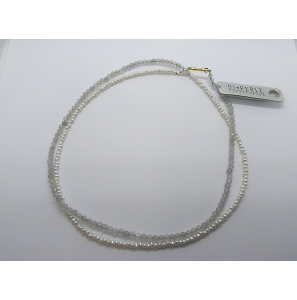 Di-Pelrle Zoetwater parel collier met labradot zilver geel verguld slot 72 cm - 3223071