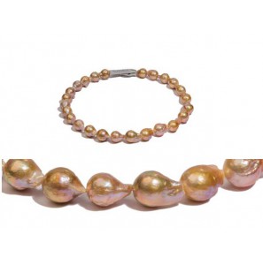 Di-Perle collier zoetwaterparel multi kleur barock 12-14 mm 45 cm - 3223095