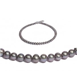 Di-Perle collier grijs 8-8.5 mm 48 cm - 3223108