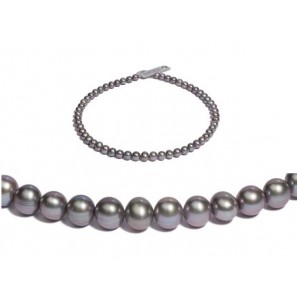 Di-Perle collier grijs 8-8.5 mm 48 cm - 3223108