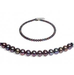 Di-Perle collier zwart 9-10 mm 45 cm - 3223111