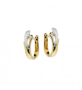 Goud klap creolen bicolour met 2x 0.05 crt G-SI - 3223152