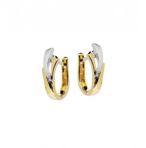 Goud klap creolen bicolour met 2x 0.05 crt G-SI - 3223152