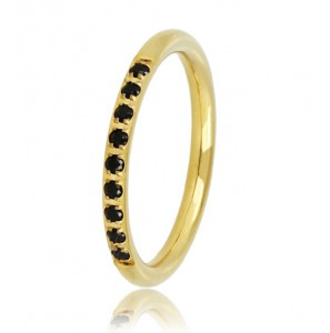 My Bendel Picolo ring GP met zwarte zironia's mt. 16 - 3223445