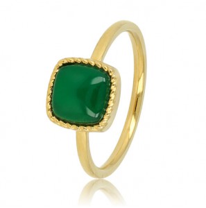 My Bendel Vita GP ring met groene agaat mt. 18 - 3223465