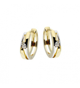Goud bicolour klap-oorringen met zirkonia 13 mm - 3223340