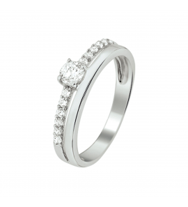 Zilver RH dames ring met zirkonia mt 16½ - 3223421
