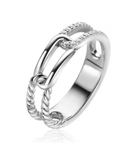 Zinzi zlv. ring 3 schakles glad/bew/zirc. mt. 54 - 3223504