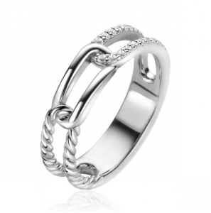 Zinzi zlv. ring 3 schakles glad/bew/zirc. mt. 54 - 3223504