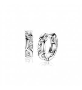 Zinzi zlv. klap-creolen met zirkonia's 15x4 mm - 3223538