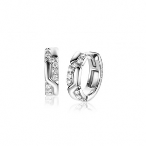 Zinzi zlv. klap-creolen met zirkonia's 15x4 mm - 3223538