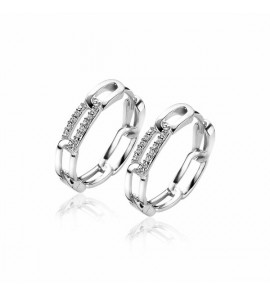 Zinzi zlv. klap-creolen paperclip zirkonia&#39;s 17x3.5 mm - 3223539