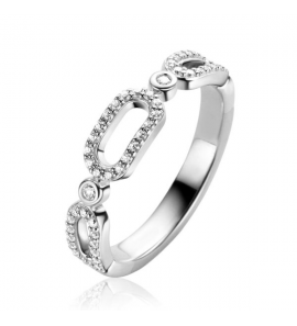 ZINZI zilv. ring 3x open schakels zirc. mt. 56 - 3223545