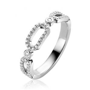ZINZI zilv. ring 3x open schakels zirc. mt. 56 - 3223545