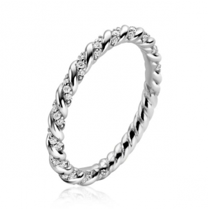 ZINZI zlv. aanschuifring gedraaid met zirc. mt. 54 - 3223519