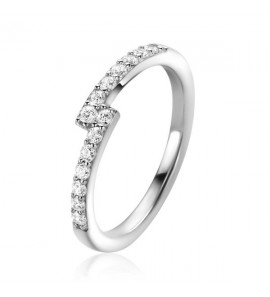 ZINZI zilv. ring slag model met zirconia&#39;s mt. 56 - 3223509