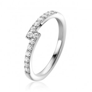 ZINZI zilv. ring slag model met zirconia&#39;s mt. 56 - 3223509