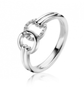 Zinzi zlv. ring met open rondjes en zirc. mt. 54 - 3223518