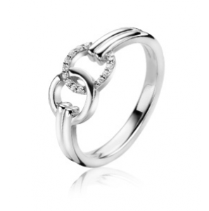 Zinzi zlv. ring met open rondjes en zirc. mt. 54 - 3223518