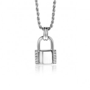Zinzi zlv. hanger slotje met zirconia&#39;s 20 mm - 3223521