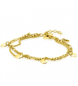 ZINZI zlv. armband gg.verg.2 rijen grmt./fig.plaatjes - 3223554