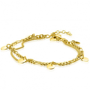 ZINZI zlv. armband gg.verg.2 rijen grmt./fig.plaatjes - 3223554