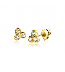 ZINZI Gold oorstekers 3x zirc. driehoek vorm - 3223568
