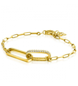 Zinzi zlv.armband gg.verg.papreclip 2 grote schakels zirc - 3223552