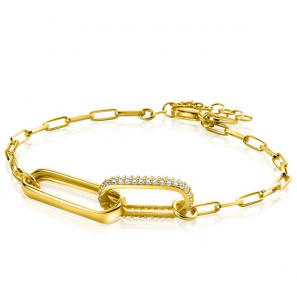 Zinzi zlv.armband gg.verg.papreclip 2 grote schakels zirc - 3223552