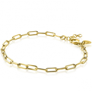 ZINZI zlv. armband geelverg. paperclip schakels 4 mm - 3223556