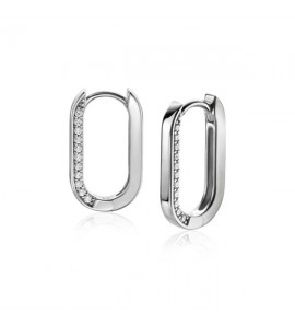 Zinzi zlv. klapcreolen ovaal zirc. 20x2.5mm - 3223559