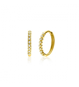 ZINZI Gold klapcreolen met zirconia's 12x1.5 mm - 3223573