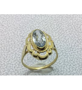 Goud dames ring met aquamarijn mt.17 - 3223618