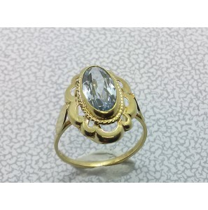 Goud dames ring met aquamarijn mt.17 - 3223618