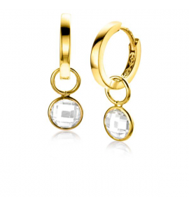 ZINZI Gold oorbeldels rond zirconia 6 mm - 3223581