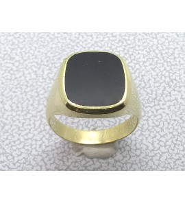 Goud herenring stomphoek met onyx mt. 20½ - 3223603