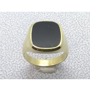 Goud herenring stomphoek met onyx mt. 20½ - 3223603
