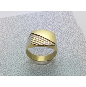 Goud herenring bicolour techthoek mt. 20½ - 3223606