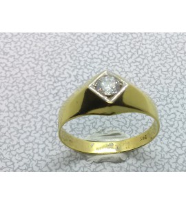 Goud Engelse herenring met zirkonia mt. 20½ - 3223614