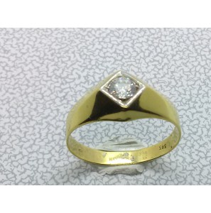 Goud Engelse herenring met zirkonia mt. 20½ - 3223614