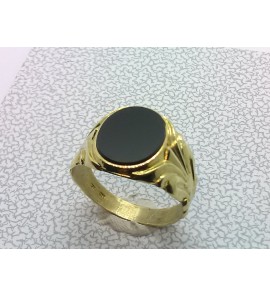 Goud herenring stomphoek met onyx mt. 20 - 3223605
