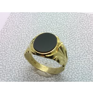 Goud herenring stomphoek met onyx mt. 20 - 3223605