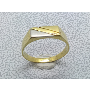 Goud herenring bicolour rechthoek mt. 20 - 3223609