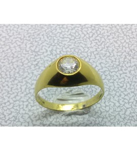 Goud Engelse herenring met zirkonia mt. 19 - 3223615