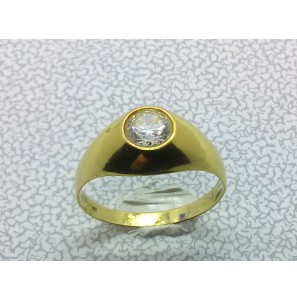 Goud Engelse herenring met zirkonia mt. 19 - 3223615