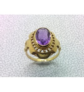 Goud dames ring met amathist mt.17 - 3223622