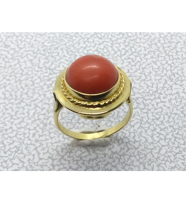 Goud dames ring met bloedkoraal mt.16¢ - 3223623